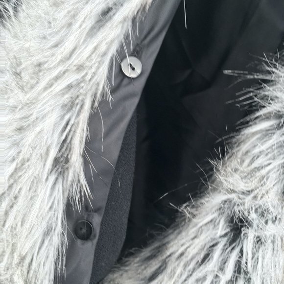 VTG Kasper 100% Wool Removeable Faux Fur Collar Blazer/Light Jacket 12 Black/Tan - Picture 9 of 16